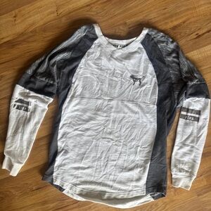 PINK Victoria's Secret Gray and White Long Sleeve Top